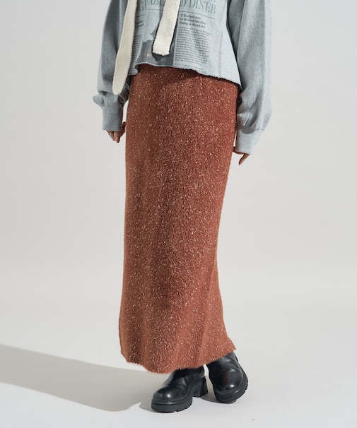 ラメ フェザースカート