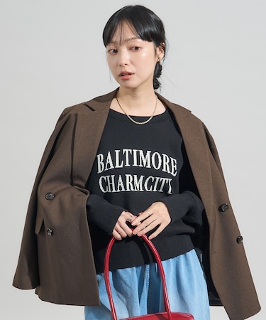 【マシンウォッシャブル】スウェットライク ロゴニット プルオーバー