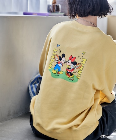 ＜新色追加＞【MICKEY MOUSE】レトロ バッグプリントスウェット