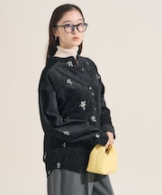 ベロアライク フラット コーデュロイ 小花柄シャツ＜セットアップ対応＞