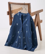 ベロアライク フラット コーデュロイ 小花柄シャツ＜セットアップ対応＞