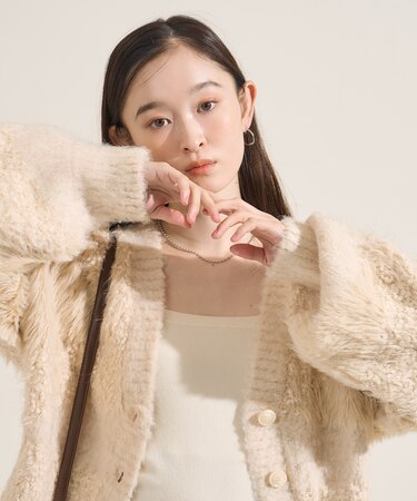 ミックスヤーン ワントーンニットカーディガン