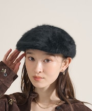 フェイクファー ハンチング帽