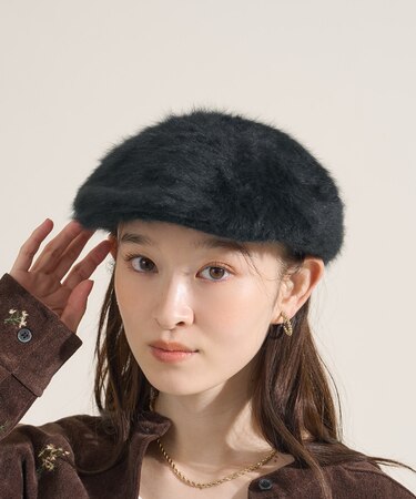 フェイクファー ハンチング帽