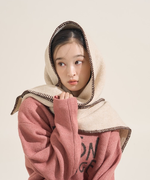 配色 ブランケットステッチマフラー