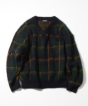 モヘア ウィンドチェック Vネックプルオーバー