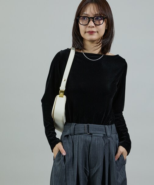 ベロアジャージ ボートネック トップス