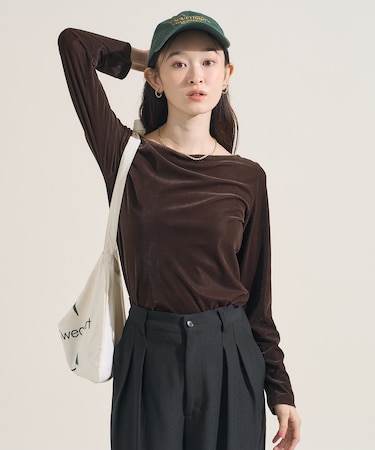 ベロアジャージ ボートネック トップス