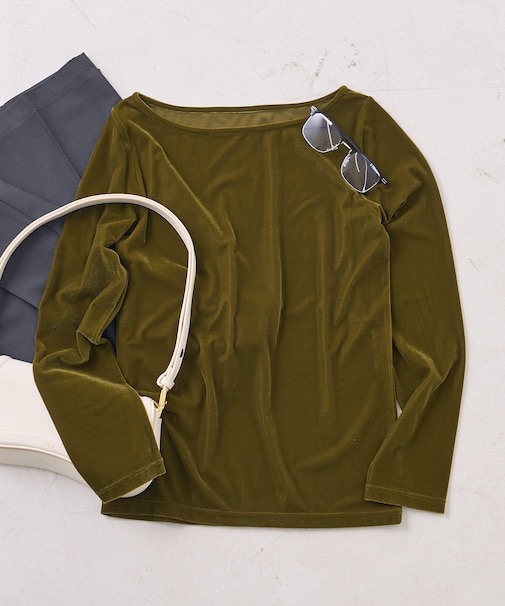 ベロアジャージ ボートネック トップス