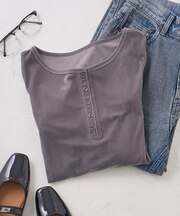 ベロアジャージ ヘンリーネック トップス