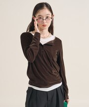 ベロアジャージ ヘンリーネック トップス