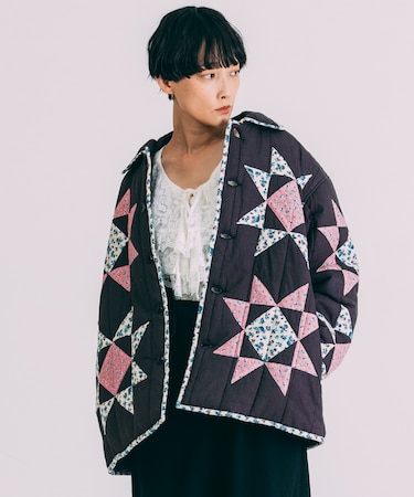 インド 星柄 キルティング 中綿ジャケット