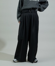 ベルト付き タックワイドパンツ