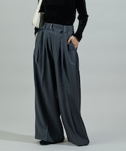 ベルト付き タックワイドパンツ