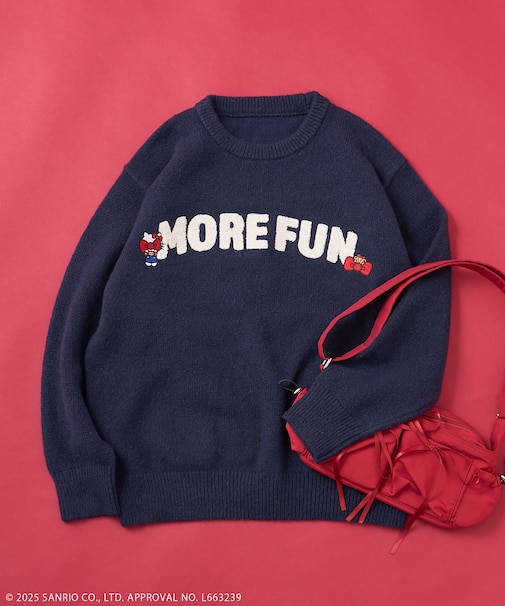 【11月6日12:00～販売開始】「HELLO KITTY」 サガラ刺繍 ロゴ ニット