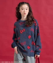【11月6日12:00~販売開始】「HELLO KITTY」 シャギー リボン 総柄 ニット