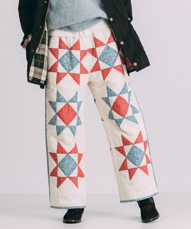 インド 星柄 キルティングパンツ