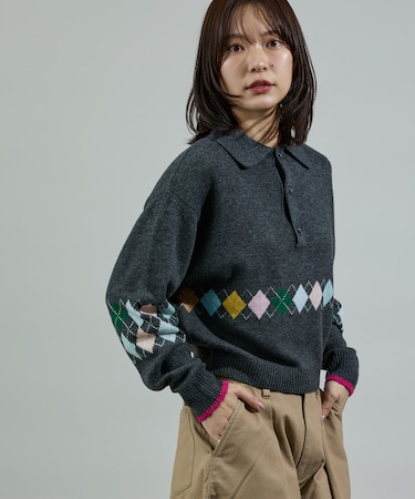 配色 ミニアーガイル ポロニット