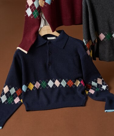 配色 ミニアーガイル ポロニット