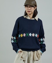 配色ミニアーガイル ニットプルオーバー