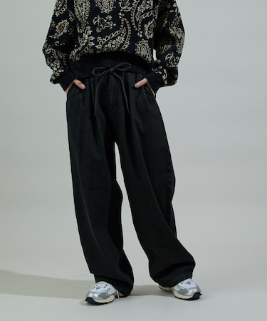 ウォーム 紐付きイージーパンツ