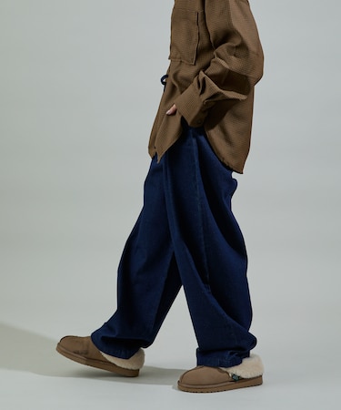 ウォーム 紐付きイージーパンツ