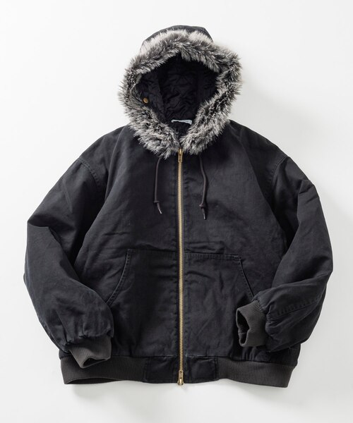 ファー脱着可能】 2way フェイクファー ジップアップ 中綿 フード