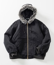 【ファー脱着可能】 2way フェイクファー ジップアップ 中綿 フードブルゾン