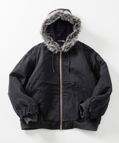 【ファー脱着可能】 2way フェイクファー ジップアップ 中綿 フードブルゾン