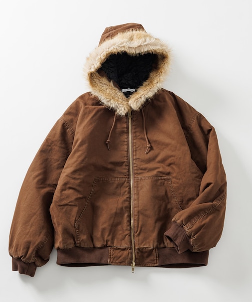 フェイクファー ジップアップ 中綿 フードブルゾン