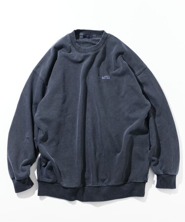 ピグメント加工 HIDDEN LOGO クルーネックスウェット