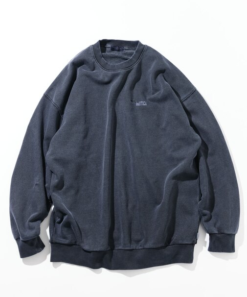 ピグメント加工 HIDDEN LOGO クルーネックスウェット