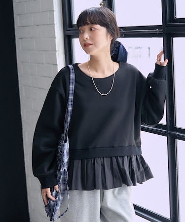 裏起毛 シャツドッキング スウェット