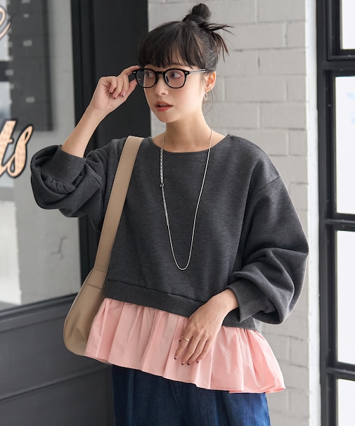 裏起毛 シャツドッキング スウェット