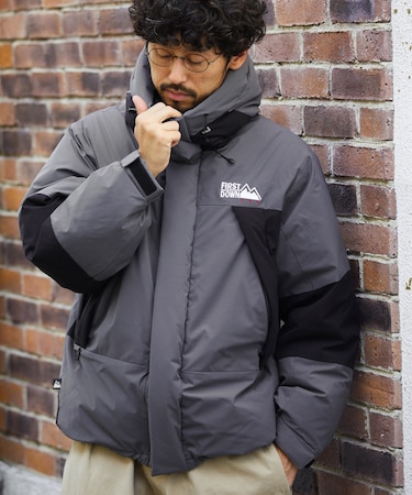 別注 ビッグシルエット パネルショートダウン