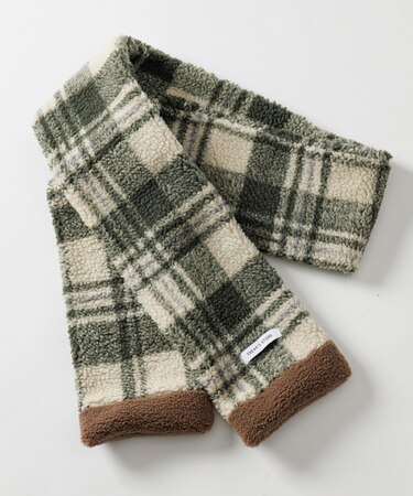 チェック柄 ボア フリース マフラー