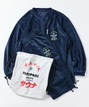 別注 オールナイトサウナ ロングスリーブ KANNAIGI 長袖館内着 フリースセットアップ ナップサック付き