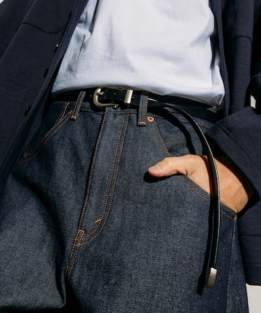 牛革 ウエスタン ナローベルト