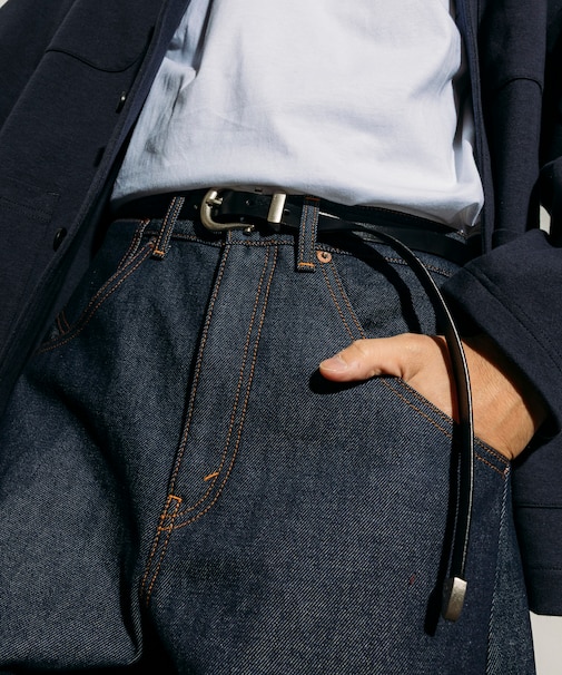 牛革 ウエスタン ナローベルト