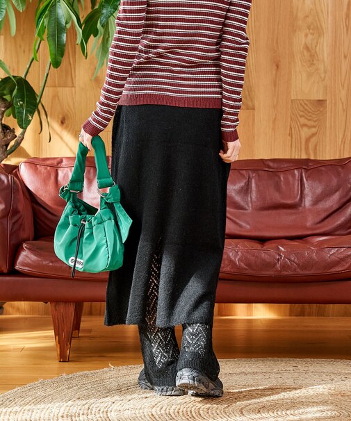 【セットアイテム】透かし編み ニットレギンス スカートセット/レースニット スカート