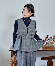 【セットアイテム】ペプラム ビスチェ パンツ セットアップ