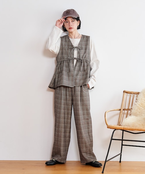 【セットアイテム】ペプラム ビスチェ パンツ セットアップ