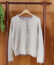 配色 ヘンリーネック ニットプルオーバー