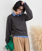 配色 レイヤードポロニット