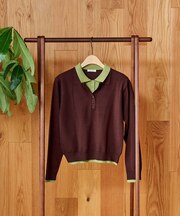 配色 レイヤードポロニット