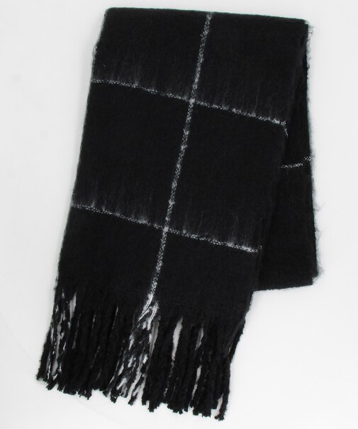 ウインドウペン チェック柄 ボリューム マフラー