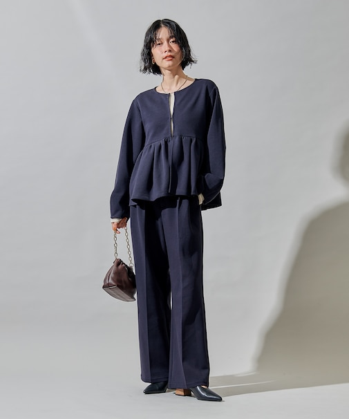 ダンボール ペプラム カーディガン セットアップ