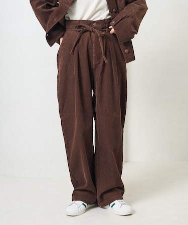 別注 コーデュロイ 紐付きイージーパンツ<セットアップ対応>