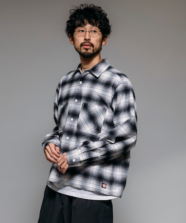 別注 フランネル クロップド ロングスリーブ ワークチェックシャツ