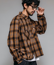 別注 フランネル クロップド ロングスリーブ ワークチェックシャツ